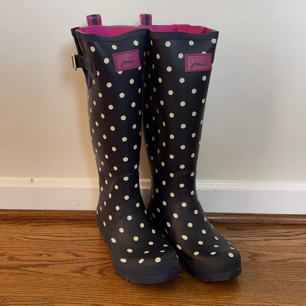 Joules tall rain boots size 8